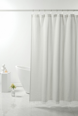 Hellgrauer Duschvorhang Jacquard 95% Baumwolle 5% recyceltes Polyester